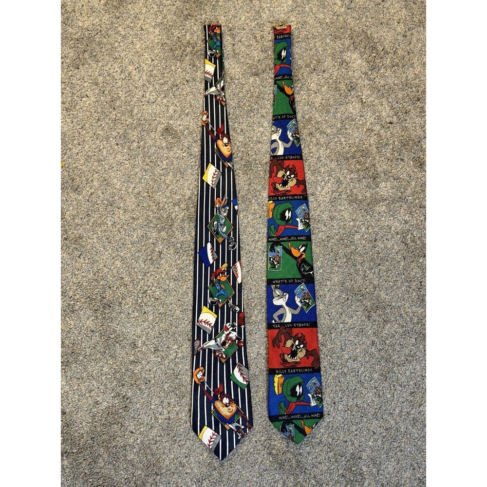 Vintage Looney Tunes Ties 90’s Baseball And Stamp Collection